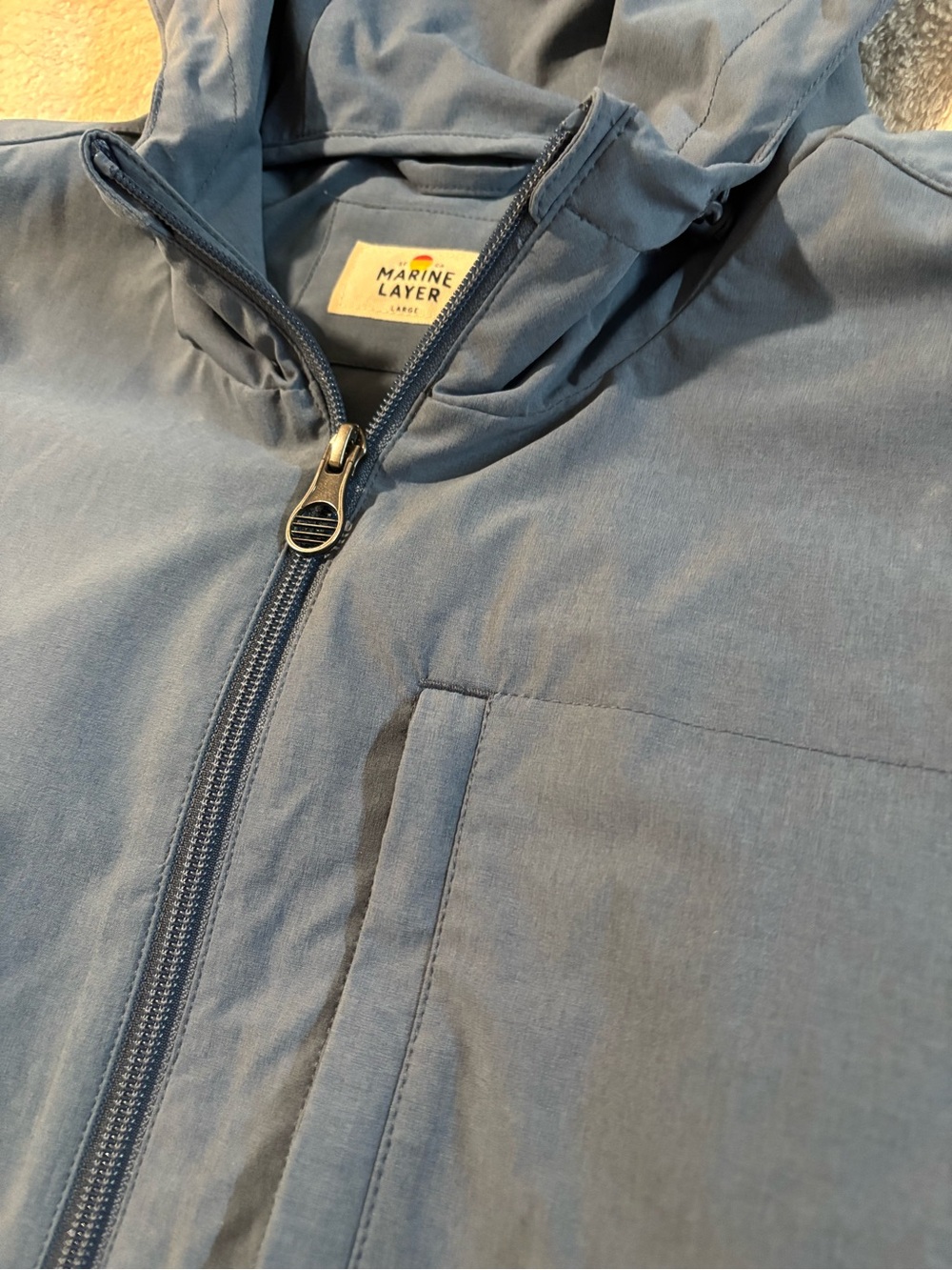 Marine Layer Hooded Zip Up Jacket - China Blue